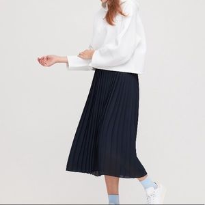 Black Chiffon Pleated Long Skirt